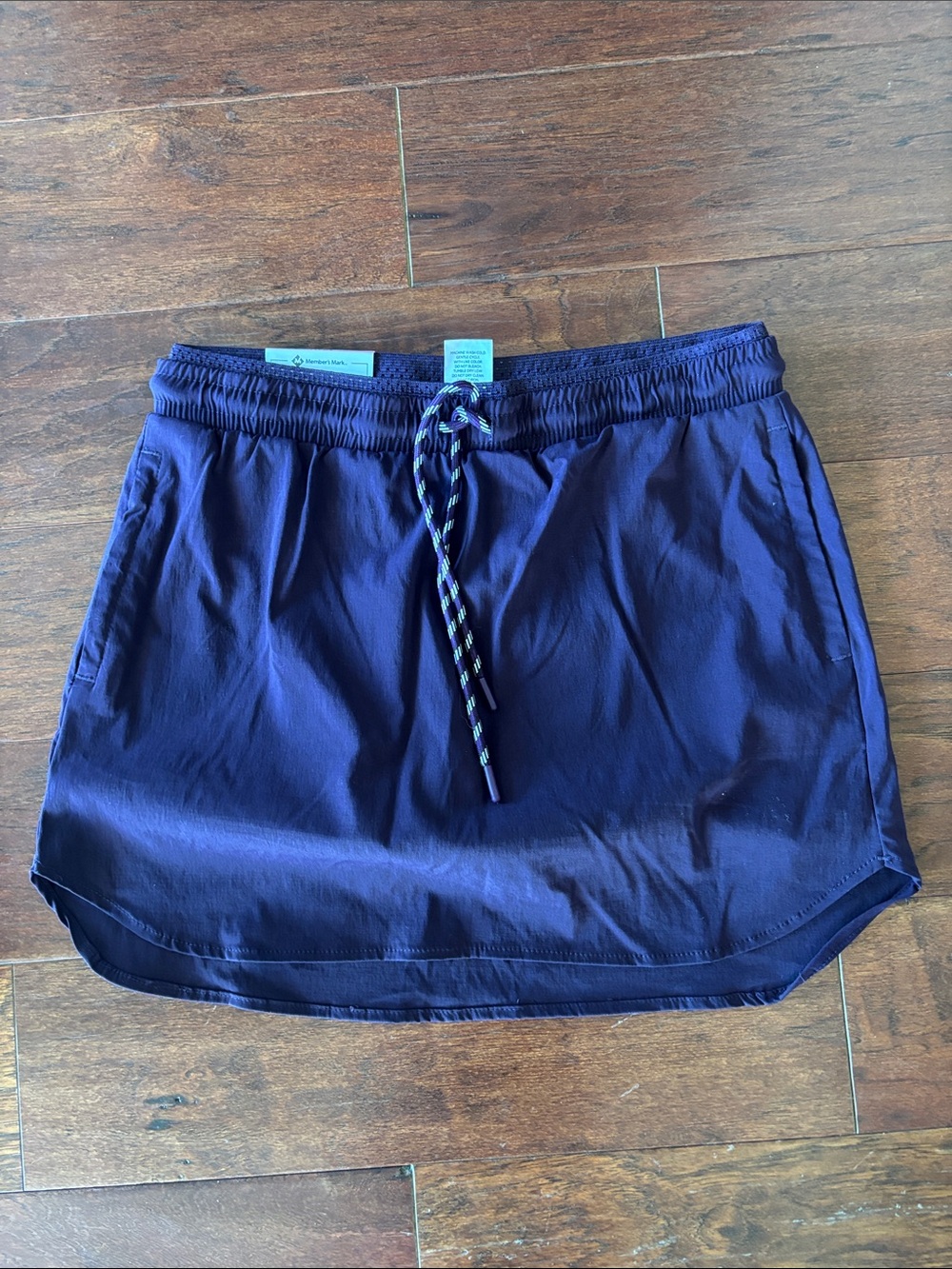Navy Blue Drawstring Active Mini Skirt